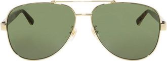 Gucci GG0528S Gold Metal Aviator Sunglasses - Gold