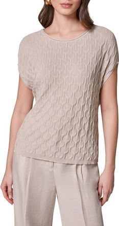 DKNY Texture Short Sleeve Sweater in Sisal at Nordstrom, Size X-Large