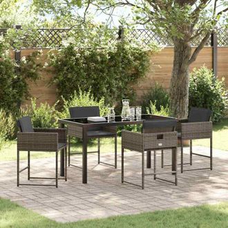 vidaXL Vidaxl - Conjunto De Comedor De Jard&iacute;n Con Coj&iacute;n 5 Pcs Gris Polirat&aacute;n