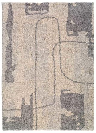Atticgo Alfombra de pelo largo abstracta gris/beige 133x190 cm