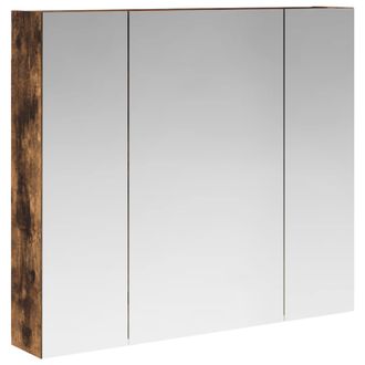 vidaXL Armario Con Espejo De Ba&ntilde;o Roble Ahumado 80 X 14.5 X 70 Cm Vidaxl