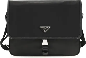 Prada Mens Shoulder Bag Re-Nylon And Saffiano Black Recycled Polyamide