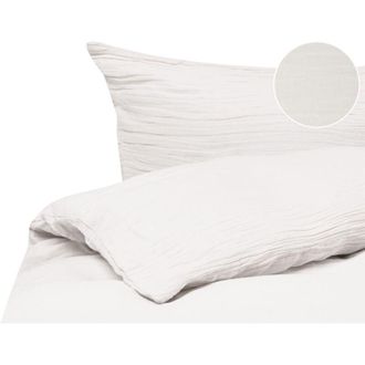 Beliani Duvet Cover and Pillowcase Set Off-White Muslin Cotton 200 x 200 cm Modern Bedroom SUMNER
