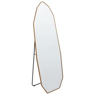 Beliani Beliani - Espejo De Pie 49 X 165 Cm Marco De Aluminio Forma Irregular Soporte Completo Dorado Tartas
