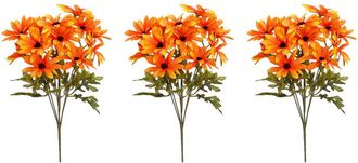 OEM Juego De 3 Crisantemos Artificiales Realistas, Decoraci&oacute;n - Amarillo