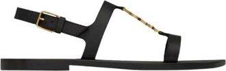 Saint Laurent Cassandra Sandalen - Dames - Schoenen - Zwart - Maat: 38 1/2 EU Leer
