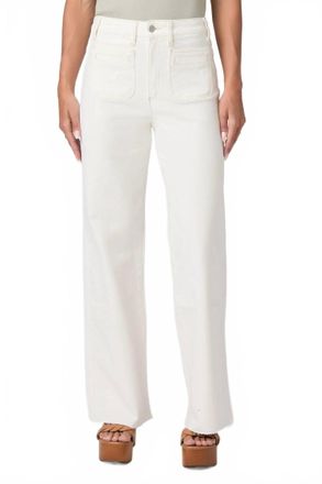 Paige Anessa Straight Leg Jeans With Vintage Welt Patch Pockets In Toasted Ecru