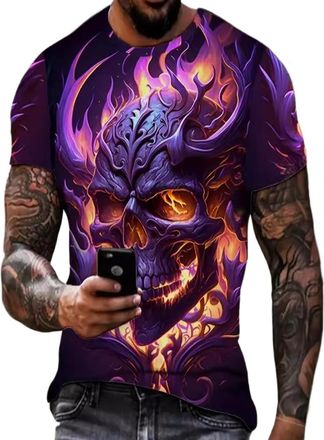 Generic Summer Mens Short Sleeve Halloween 3D Printed Crew Neck T-Shirt, 1, XXL