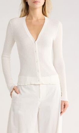 Vince Ribbed Button Front Cardigan in Off White at Nordstrom Rack, Size X-Small