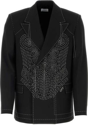 Off-white Zwart Stretch Blazer en Vest Set - Heren - Blazers - Zwart - M - Polyester - Jassen