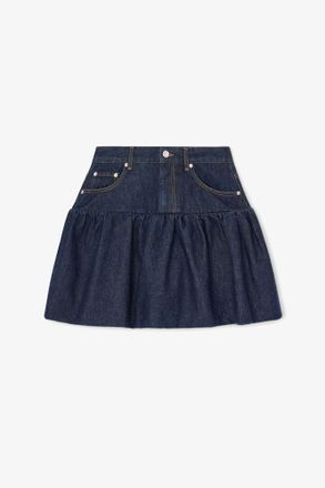 Ganni Navy Skirt in Rinse Denim - Size 10/12 Organic Cotton