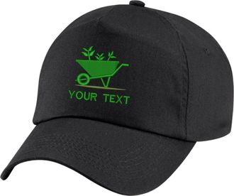 Generic Personalised Embroidered Any Text Gardener Service Logo BC010 Cap, Farmer Work Wear Unisex Original 5-Panel Cap (Black)