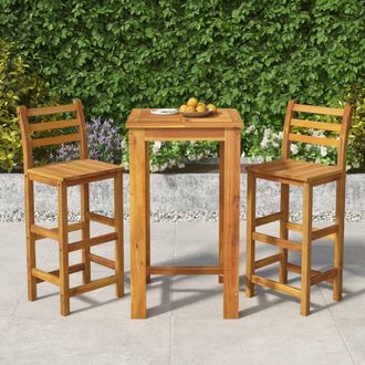 Berkfield Home 3 Piece Garden Bar Set Solid Wood Acacia in Brown