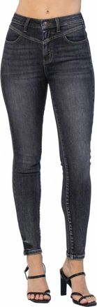Judy Blue High Waist Vintage Skinny Jeans In Black Yoke