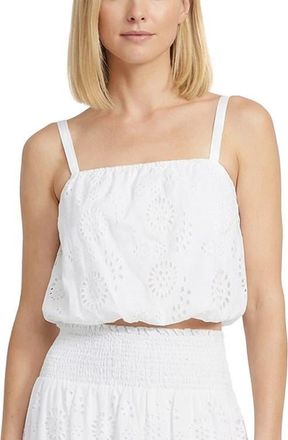 Change of Scenery Dani Eyelet Embroidered Bubble Crop Top in Fresh White at Nordstrom, Size X-Small