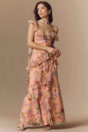 BHLDN Lottie Ruffled Chiffon Gown