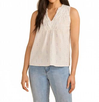 FDJ Womens Sleeveless V-Neck Blouse In White Spark