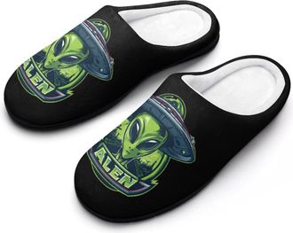 Generic Aliens1 And Ship Funny Mens Cotton Slippers Soft Non-Slip Rubber Sole House Slipper Indoor Outdoor