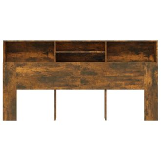 Berkfield Home Headboard Cabinet Smoked Oak 200x19x103.5 cm in Brown