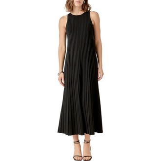 English Factory Pleated Knit Sleeveless Maxi Dress in Black at Nordstrom, Size Small