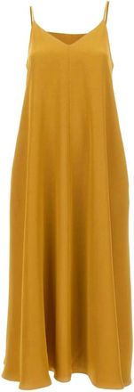 Marella Voliera Midi Jurk - Dames - Casual kleedjes - Geel - S - Linnen - Kleedjes