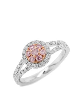 HYT Jewelry 18kt white gold diamond ring - women - 18kt White Gold/Pink Diamond/White Diamond - 6 1/4