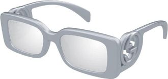 Gucci Silver Mirror Rectangular Ladies Sunglasses GG1325S 011 54