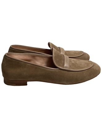 Gianvito Rossi Womens Suede Maxime Logo Loafer (Authentic Pre-Loved)