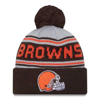 New Era Mens Brown Cleveland Browns Main Cuffed Knit Hat with Pom