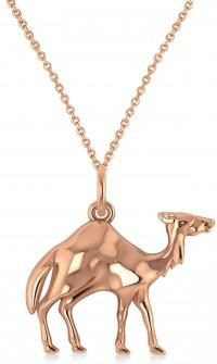 Allurez Camel Charm Pendant Necklace 14K Rose Gold