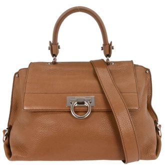 Ferragamo Sofia Satchel Leather Brown Leather Handbag (Pre-Owned)