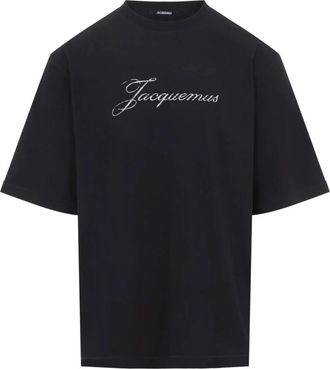 Jacquemus Logo Print T-Shirt - Heren - T-shirts - Zwart - S - Katoen - Tops