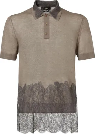 Fendi Dove Grey Lace Polo
