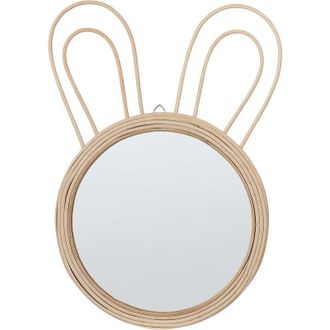 Beliani Beliani - Espejo De Pared De Rat&aacute;n Color Natural 26 Cm Orejas De Conejo Infantil Golong