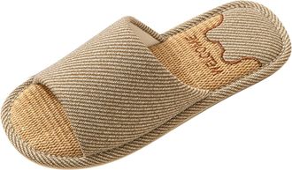 Generic 2026 Mens Slippers Couple Models Shoes Non Slip Flip Flops Flax Indoor Bedroom for (D, 7.5)