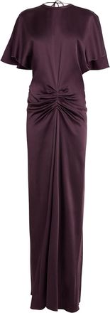 Victoria Beckham Gathered Satin Maxi Dress Size S