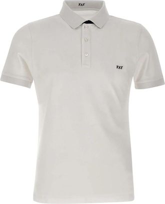 Fay Piqu&eacute; Katoenen Poloshirt - Heren - Polos - Wit - S - Katoen - Tops