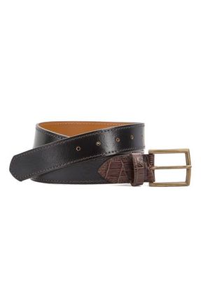 Johnston & Murphy 2-Tone Croc Embossed Leather Belt in Black at Nordstrom, Size 34