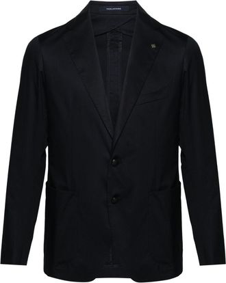 Tagliatore notched-lapels single-breasted blazer - men - Cupro/Cotton/Spandex/Elastane - 54 - Blue