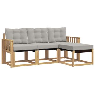 vidaXL Conjunto De Sof&aacute;s De Exterior 4 Pcs Blanco Y Gris Claro Vidaxl