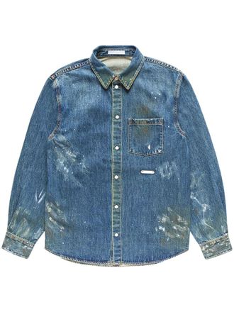 Helmut Lang painted denim shirt - men - Cotton - 40 - Blue