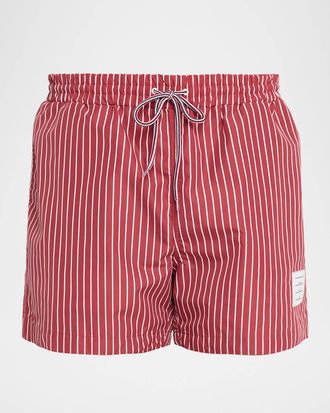 Thom Browne Mens Nylon Pinstripe Swim Trunks