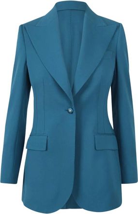 Dolce & Gabbana Jassen, Dames, Blauw, S, Leer, Getailleerd single-breasted jasje