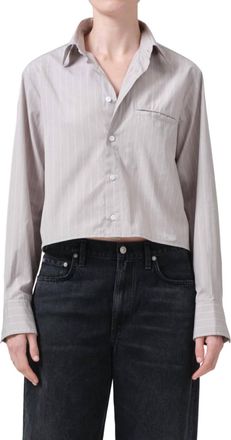 Citizens Of Humanity Fino Cropped Shirt In Tailor Grey Stripe