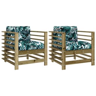 vidaXL Vidaxl - Sillones De Jard&iacute;n Con Cojines 2 Uds Madera De Pino Impregnada