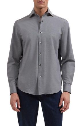 Bugatchi Devon OoohCotton Button-Up Shirt in Black at Nordstrom, Size Xxx-Large
