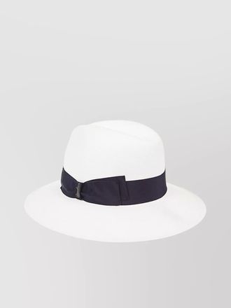 Borsalino wide brim straw hat with bow detail