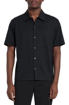 Theory Relaxed Short Sleeve Button-Up Shirt in Black - 001 at Nordstrom, Size Xx-Large