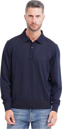HUGO BOSS Merino Gebreide Polo - Heren - Ronde hals truien - Blauw - 2XL - Wol - Truien & Vesten