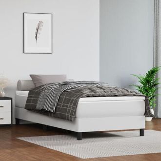 vidaXL Cama Box Spring Con Colch&oacute;n Cuero Sint&eacute;tico Blanco 90x190 Cm Vidaxl